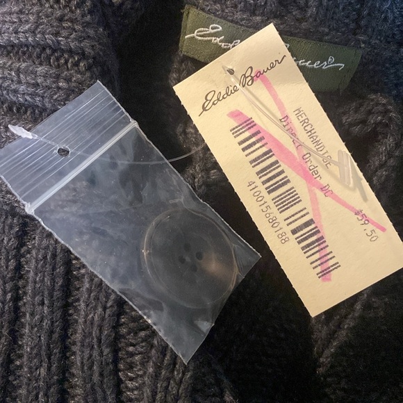 Eddie Bauer merino wool blue gray fisherman’s sweater size M NWT - Picture 7 of 8